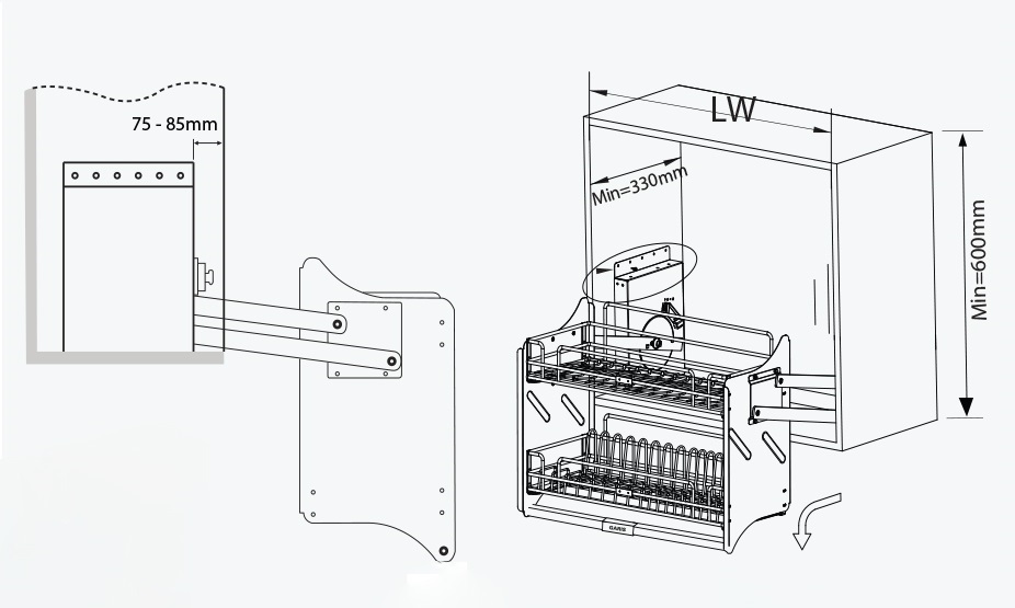Gi&aacute; b&aacute;t đĩa n&acirc;ng hạ di động GARIS GLSE66 GLSE67 GLSE68 GLSE69 Inox 304 xước mờ